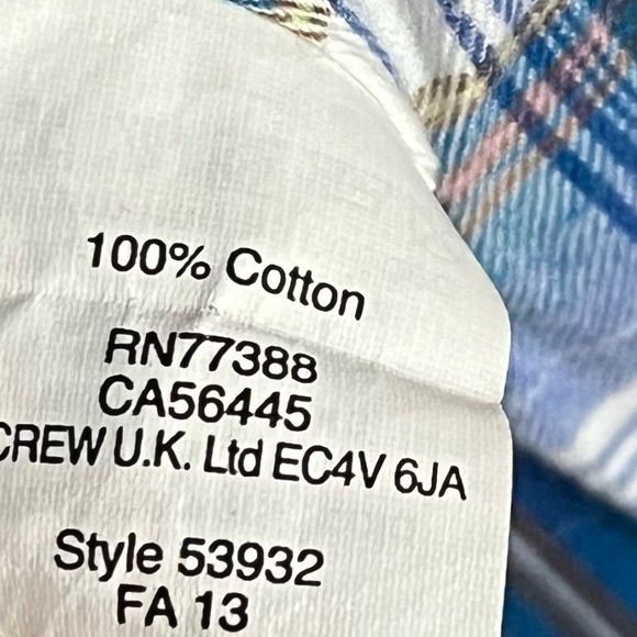 J. Crew • Blue White Plaid Half Button Down Shirt - Picture 3 of 4